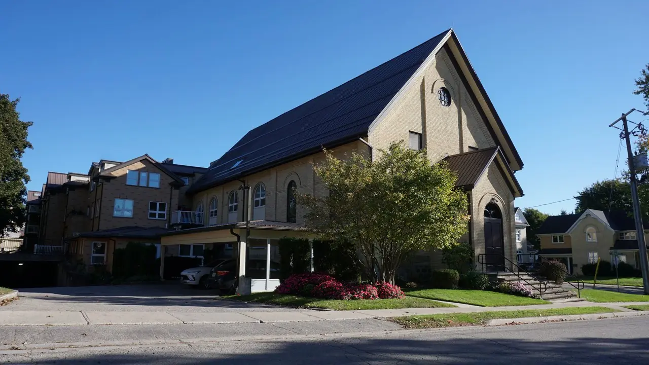 The Duke Centre Retirement Home building in Elmira, Ontario, a retirement and long-term care facility with a covered entrance and landscaped grounds